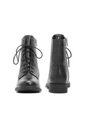 Women's leather ankle boots BUTYD-1200-99(Z25), front and back product view on white background.
