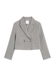 Short women's jacket in gray ZAKDT-0044-91(Z25), product view from the front on a white background.