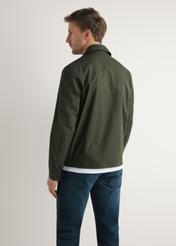 Men's transitional khaki jacket KURMT-0415-8D(W26), product view from the back on the model. Half of the silhouette visible.