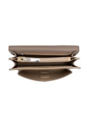 Small women's handbag with an elegant clasp in cool beige color TOREC-1322-1K(Z26) - product view from above, on a white background.