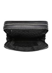 Black leather laptop bag TORES-1227-99(W26), product view inside on white background.