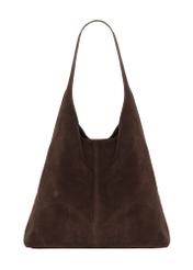 Brown suede shopper bag TORES-1403-1H(Z26). Back view on white background.