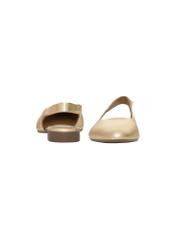Women's gold ballet flats without a heel BUTYD-1246-2X(W26), front and back product view on a white background.