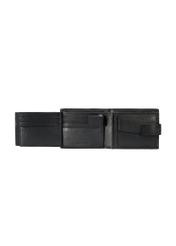 Black men's leather wallet PORMS-0011B-99(W25), interior view of the product on a white background.