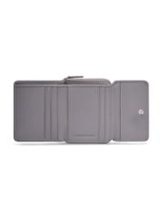 Graphite small leather women's wallet PORES-1025-9D(Z26) - product view from above, on white background.