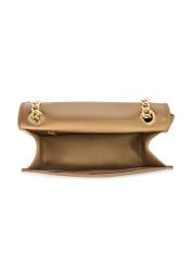 Beige women's handbag with chain TOREC-1102-24(Z25), product view from the inside on a white background.