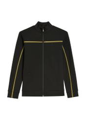 Men's black zip-up sweatshirt with stand-up collar BLZMT-0082-99(Z26) - front product view, on a white background.