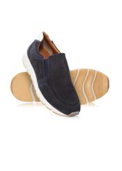 Navy blue leather men's sneakers BUTYM-0433-69(W23)-04