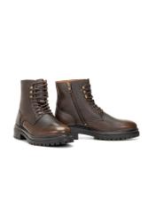 Brown leather men's ankle boots BUTYM-0518-09(Z25)