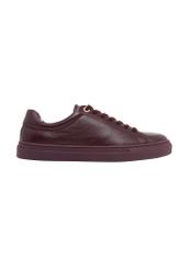 Burgundy women's leather sneakers BUTYD-1068-4E(Z26), side product view on white background.