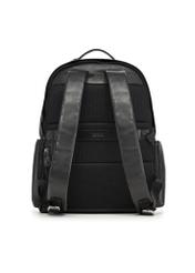 Men's black leather backpack TORMS-0526-99(Z26) - product view from the back, on a white background.