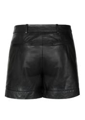 Women's black leather shorts SPODS-0007-5477(W23)-03