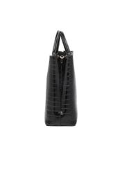 Black large croco bag TOREC-1332-9G(Z26) - side view of the product, on a white background.