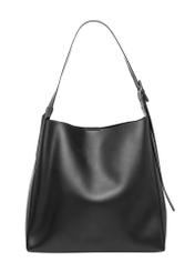 Large black women's shoulder bag TOREC-1337-99(Z26). Back view on a white background.