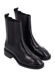 Women's black leather Chelsea boots BUTYD-1301-9F(Z26), diagonal product view on a white background.