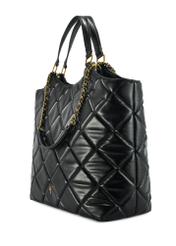 Black quilted women's handbag TOREC-1057-99(Z25), diagonal product view on a white background.