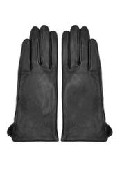 Women's brown leather gloves REKDS-0001A-1I(Z26), product view from the front on a white background.