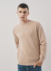 Beige cotton men's sweater with logo SWEMT-0135-80(Z23)-01