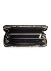 Black large women's croco wallet PORES-0908-9G(Z26) - product view from above, on a white background.