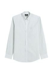Men's cotton shirt with sage check KOSMT-0277-8F(W26)