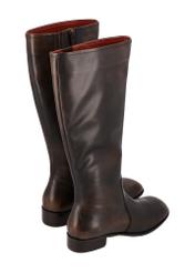 Brown leather women's boots BUTYD-1358-1L(Z26), product view from the back on a white background.