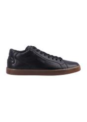 Men's black leather sneakers BUTYM-0405C-99(Z26) - side view of the product, on a white background.