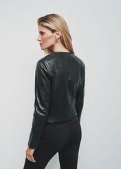 Black short women's leather jacket KURDS-0294-1340(KS)-04