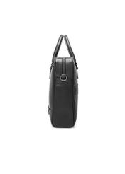 Black leather laptop bag TORMS-0494-99(W26) - side product view, on white background.