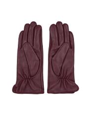 Women's leather burgundy gloves REKDS-0001A-4D(Z26), product view from the back on a white background.