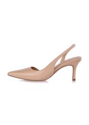 Beige leather pumps with cut-out heel BUTYD-1078A-1B(W26), side product view on white background.