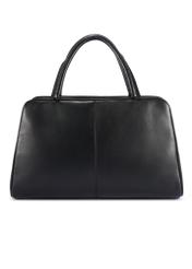 Black leather business women's bag TORES-1240-99(W26) - product view from the back, on a white background.