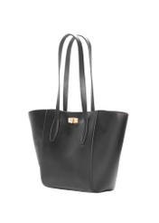 Black women's shopper bag TOREC-1375-99(Z26). Side view, diagonal, on a white background.