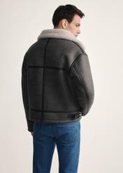 Men's gray sheepskin coat KOZMP-0008-91(Z25)