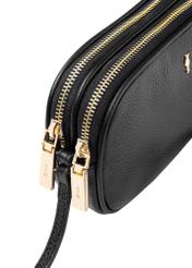 Small black leather women's handbag TORES-1152-99(Z25), close-up of the product detail, view on a white background.