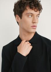 Black men's longsleeve with collar LSLMT-0011-99(W26), close-up of the product on the model.