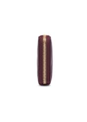 Burgundy leather quilted women's wallet PORES-1008-4D(Z26), side product view on white background.