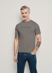 Grey men's T-shirt with logo TSHMT-0095-66(W24)-01