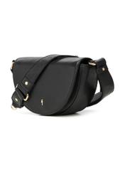 Black leather women's messenger bag TORES-1315-99(Z26) - diagonal product view, on a white background.