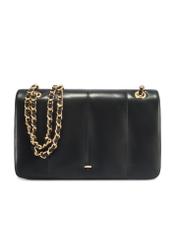 Black women's messenger bag TOREC-1107-99(Z25), product view from the front on a white background.