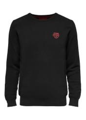 Black cotton men's sweater SWEMT-0160-99(Z24)-01