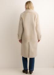 Women's beige long fur coat FUTDP-0080-1B(Z26), back view of the product on the model. The entire silhouette is visible.
