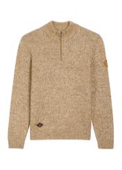 Men's camel wool sweater SWEMT-0218-1D(Z26), front product view on white background.