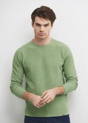 Green men's basic sweater SWEMT-0128-51(W23)-01