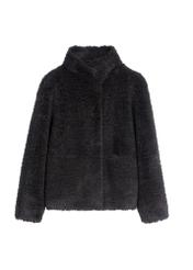 Black women's fur coat FUTDP-0021B-99(Z25), front product view on white background.