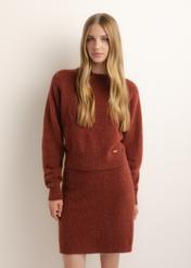 Red women's sweater with alpaca wool SWEDT-0283-3D(Z26)