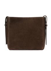 Brown leather women's handbag TORES-1251-1I(W26) - product view from the back, on a white background.