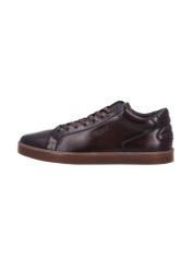 Dark brown men's leather sneakers BUTYM-0405C-1I(Z26), side product view on white background.