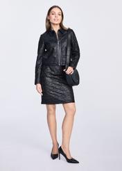 Women's short leather jacket with patterns KURDS-0535-5619(W25)-02