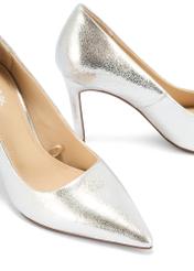 Silver leather women's high heels BUTYD-1131-92(Z25), close-up of the product detail on a white background.