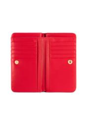 Red croco women's wallet POREC-0353A-42(Z25) - product view of the open product from above on a white background.